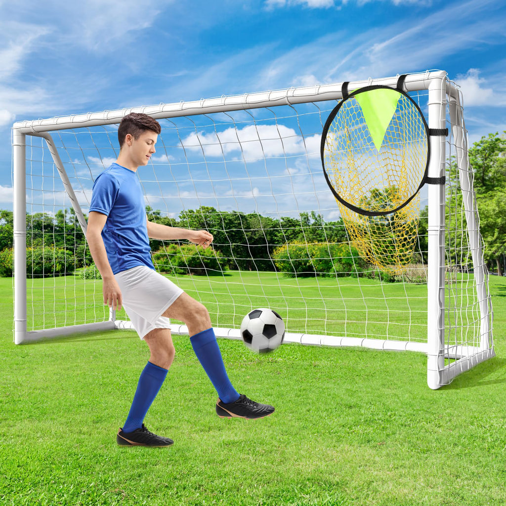 TYRSEN Soccer Goal for Backyard 12x6FT Goalpost Soccer Net with Soccer Targets for Goals Training Soccer Goals for Kids and Adults with Weatherproof UPVC Frame and Ground Stakes